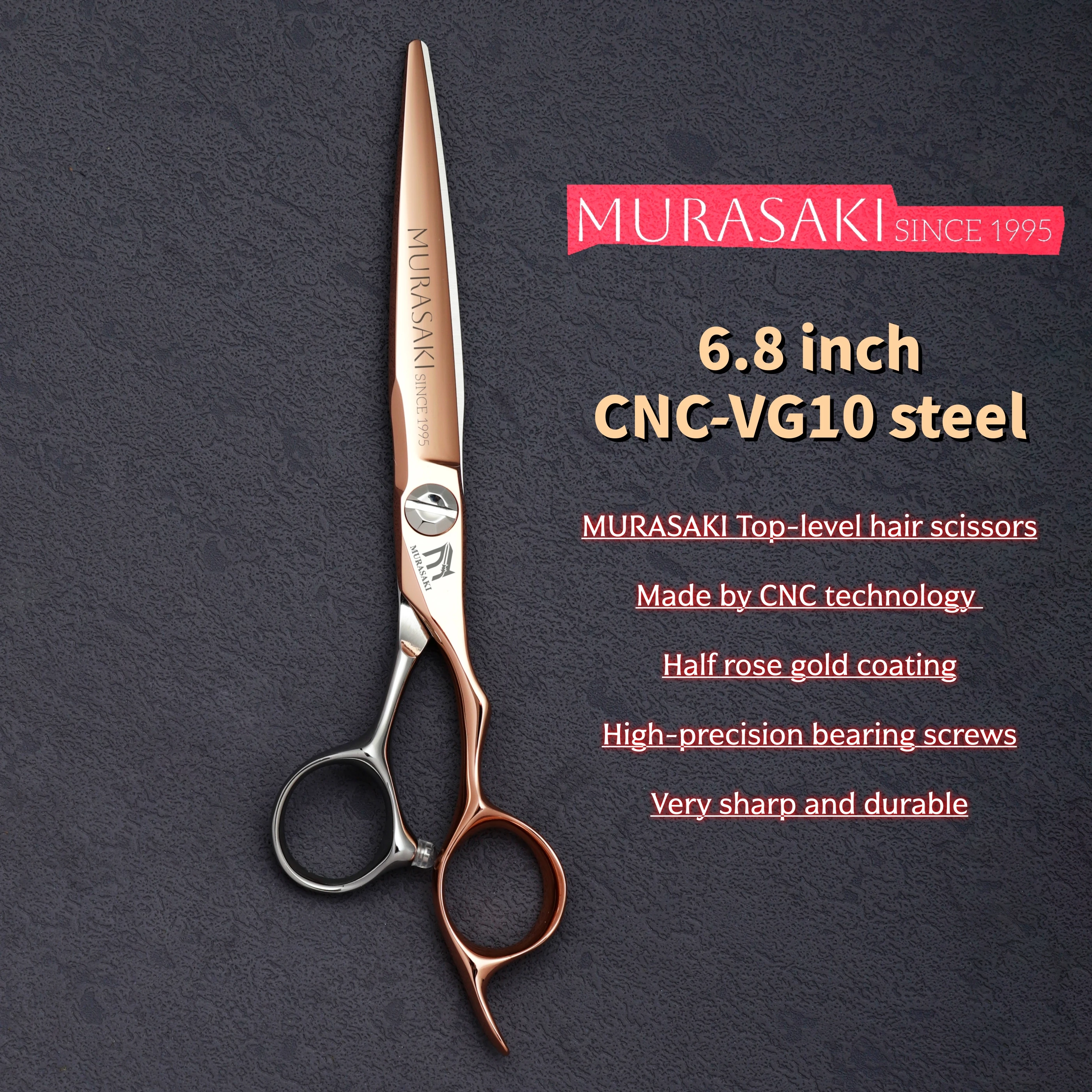 Tijeras de peluquería MURASAKI CNC, tijeras de peluquero de 5,7-6,3-6,8 pulgadas, acero japonés VG10, accesorios de peluquería de alta gama