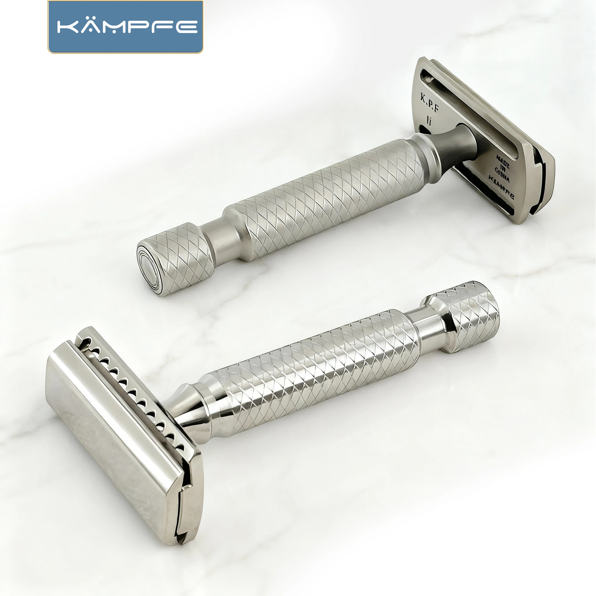 Afeitadora de titanio de precisión CNC KAMPFE para hombre, regalo para novio, maquinilla de afeitar de seguridad