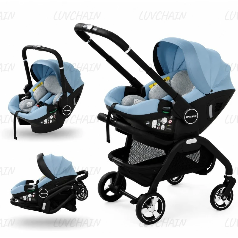 Cochecito de bebé portátil 3 en 1, cesta de dormir para recién nacido, asiento de coche multifunción para niños, carrito de bebé plegable de lujo