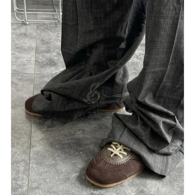 Zapatos Deportivos para Mujer, Estilo Retro Británico 2026, Zapatos de Entrenamiento de Cuero Genuino, Planos con Cordones, Zapatos Deportivos Casuales de Diseño Retro para Correr