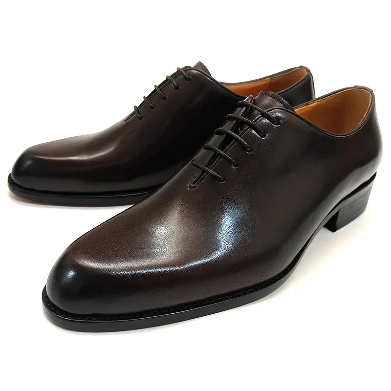 Zapatos de cuero de éxito para hombre, zapatos de trabajo de oficina de negocios informales Oxford hechos a mano de alta calidad para Gentalman, cómodos con cordones