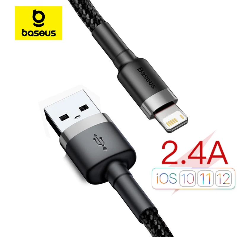 Cable USB Baseus para iPhone14 13 12 11 Pro Max Xs X 8 Plus Cable 2.4A Cable de carga rápida para iPhone Cable cargador línea de datos USB
