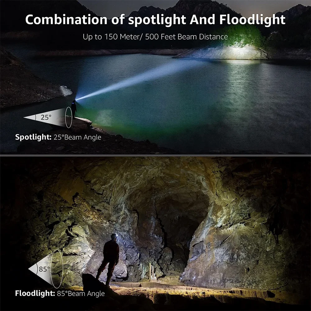 Linterna frontal recargable por Usb, 6 modos, resistente al agua IPX4, linternas LED para cabeza con luz roja y verde para pesca al aire libre