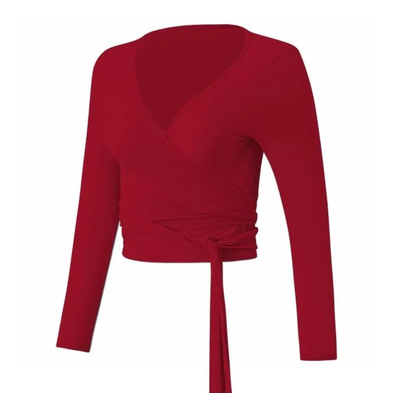 Ropa de yoga para mujer con correas cruzadas, top deportivo ajustado, ropa deportiva de manga larga y hermosa para Pilates