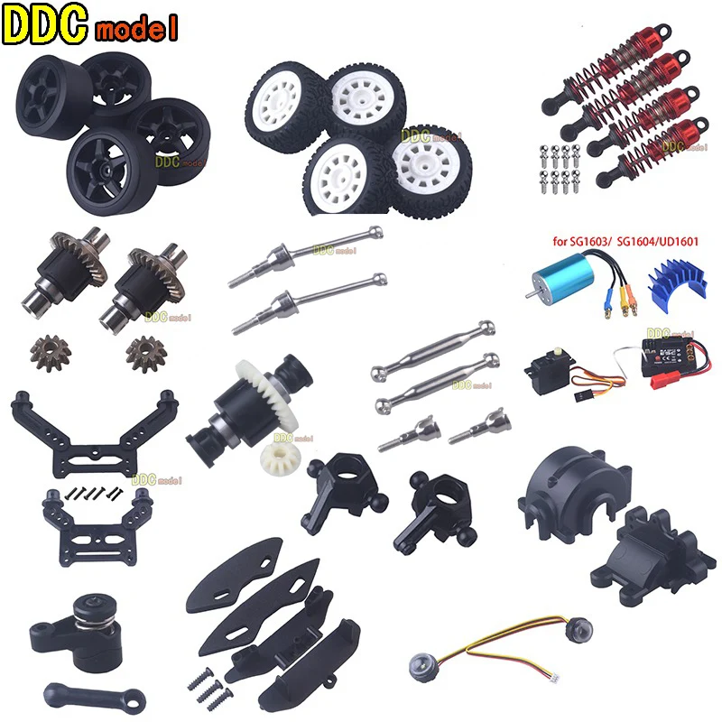 UDIRC SG1603 1604 Piezas de Repuesto para Coche RC con Control Remoto, Motor Servo Mejorado, Engranaje Diferencial de Metal, Rueda, ESC UD1601/02/03/07/05/06