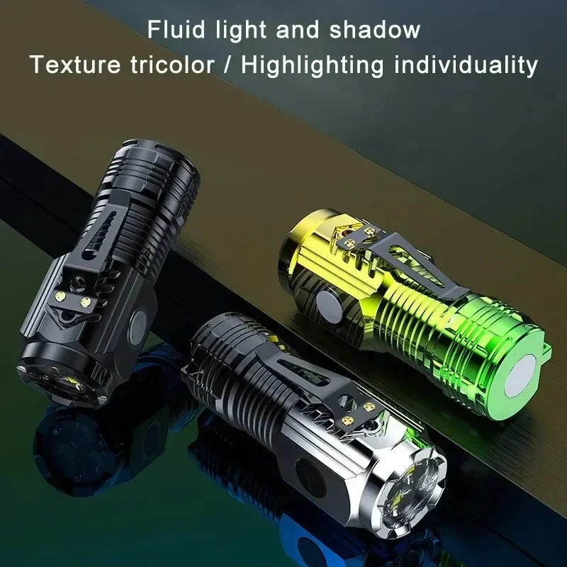 Linterna superbrillante de 3LED, Mini linterna portátil de ráfaga, foco de emergencia recargable para exteriores con imán trasero con Clip para bolígrafo
