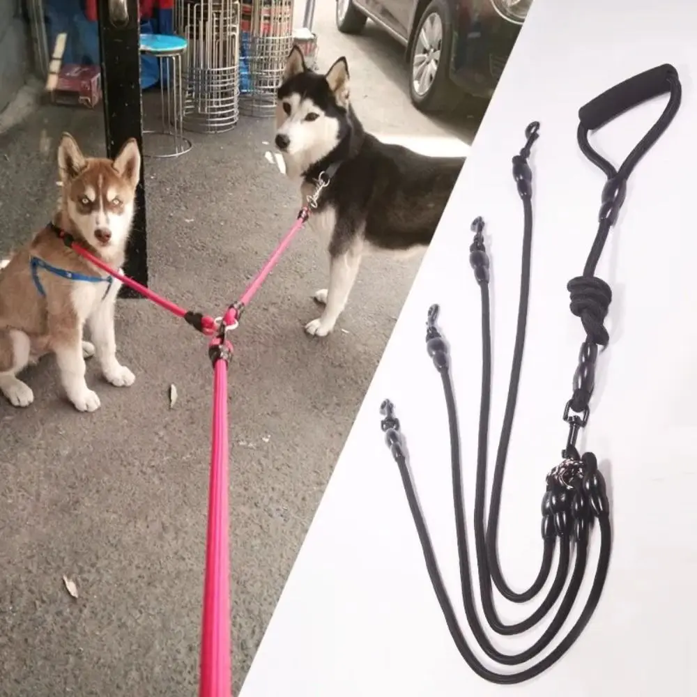 Correa para mascotas de nailon, doble, dos cabezales, cuerda para perros, acoplador de 2 vías, collares para perros, arnés, correas para perros