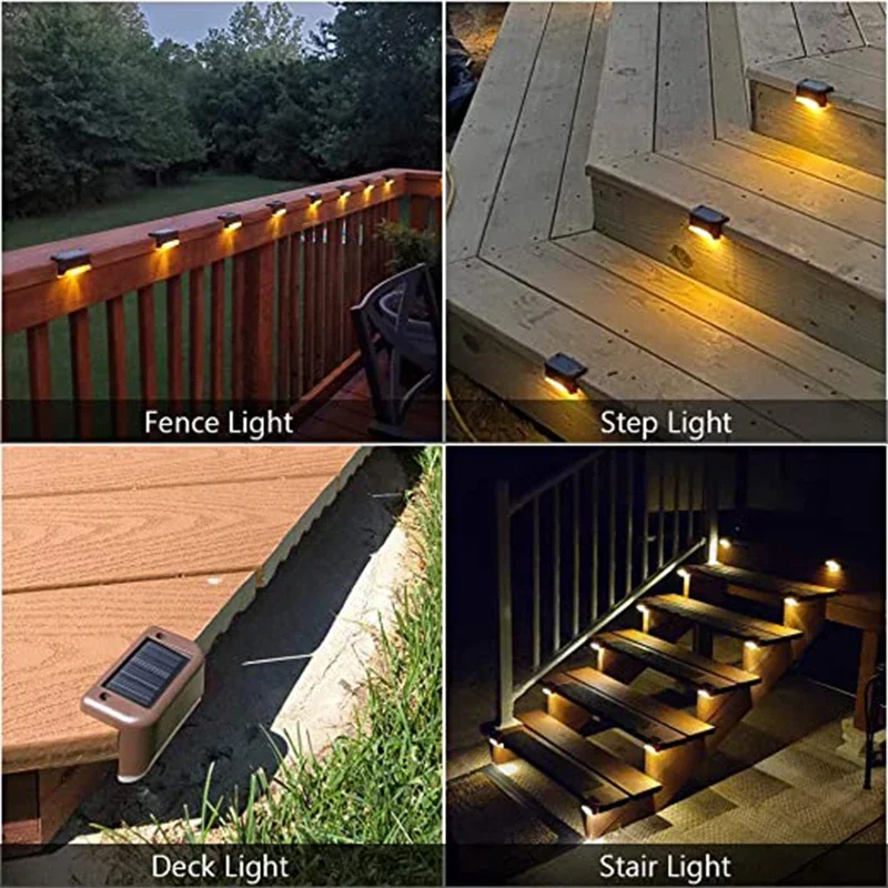 Luces solares LED para exteriores, luces impermeables para cubierta de valla, para patio exterior, balcón, jardín, escalera, 1 ~ 20 piezas