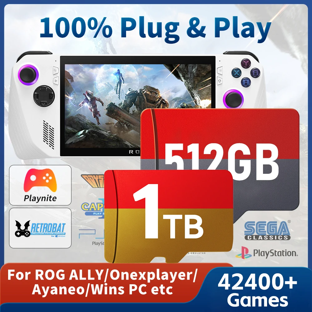 Tarjeta de juego TF para ROG ALLY/Rog ALLY X/Wins Handheld/PC Playnite y consola de juegos Retrobat 52400 + AAA/juegos Retro para PS3/PS2/Switch