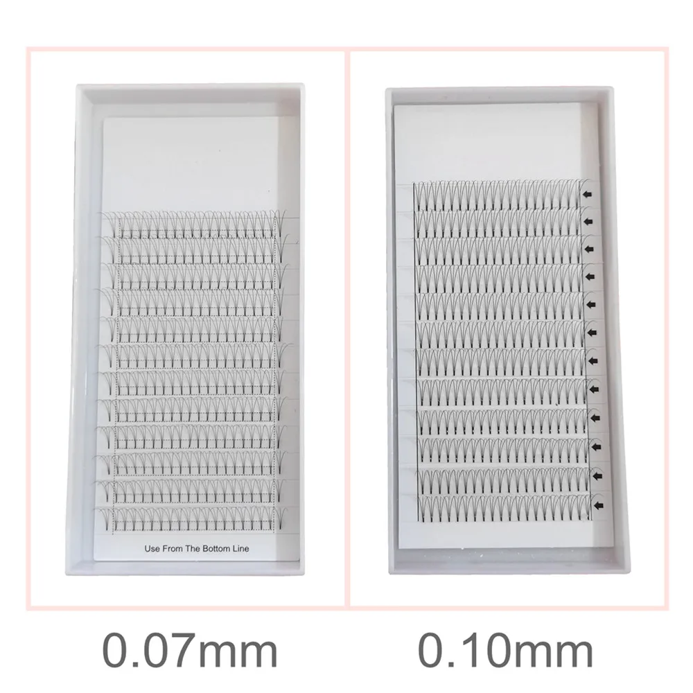 10 unids/lote 3D 4D 5D 6D ventiladores prefabricados pestañas extensiones de pestañas de tallo puntiagudo alta calidad prefabricadas Faned C D Curl Lash Bandejas
