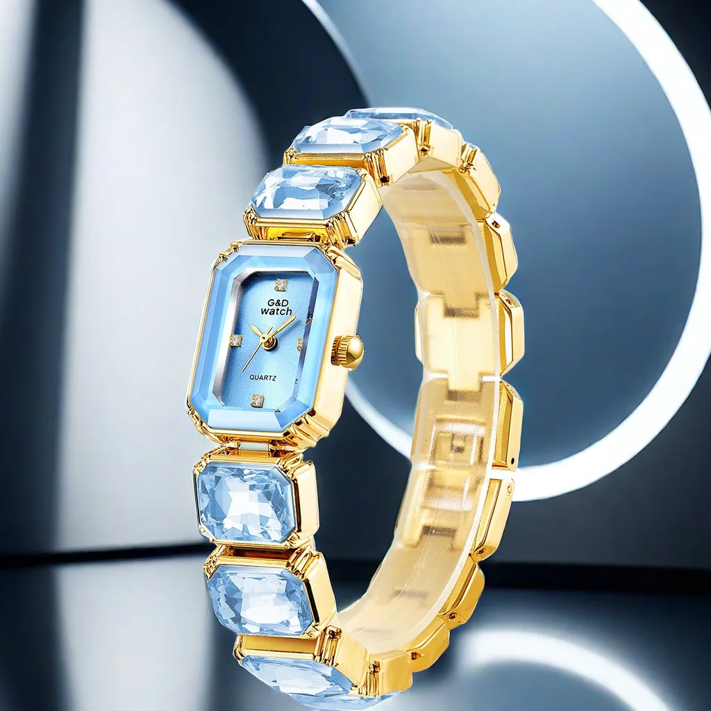 Reloj de Cuarzo con Esfera Cuadrada Dorada Pequeña para Mujer, Reloj de Pulsera de Lujo con Diamantes, Reloj de Moda para Mujer, Relojes para Damas