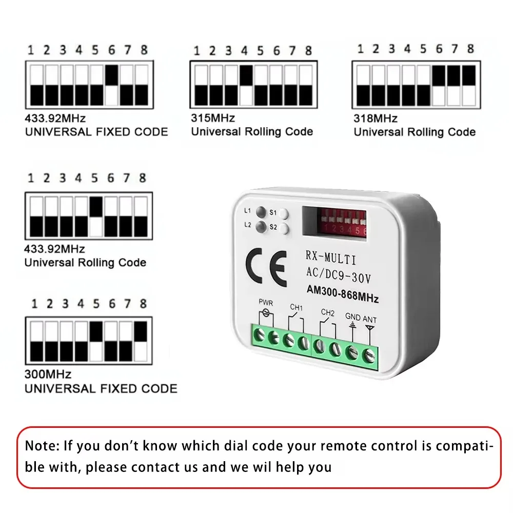 Módulo de Interruptor Inteligente KEBIDU RX MULTI Tuya, 300-868MHz, 2 Canales, 433MHz, 868MHz, Controlador Wifi, Receptor de Control Remoto para Puerta de Garaje/Portón