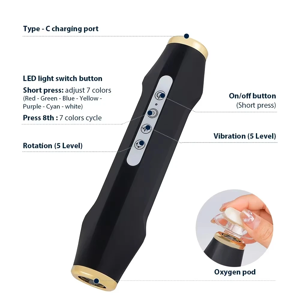 Nuevo diseño, bolígrafo de burbuja de CO2 recargable de mano, cápsulas de oxigenación, cápsulas, máquina Facial de estiramiento de la piel, Kit Facial de oxígeno