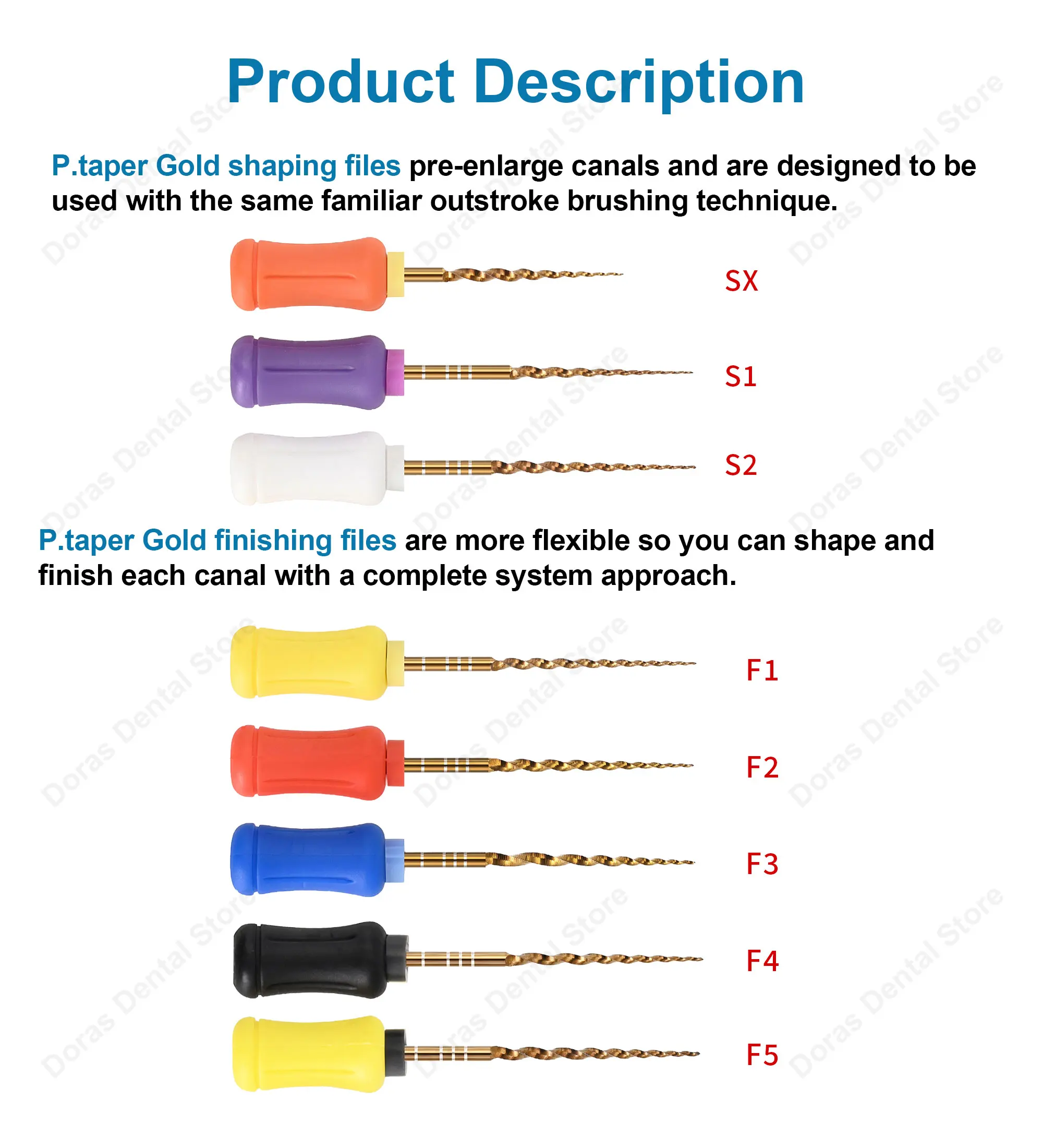 Instrumentos Dentales: Limas Flexibles Doradas para Endodoncia, Limas Rotatorias Endo Doradas, Limas Endodónticas de Titanio NITI de 21/25mm para Odontología