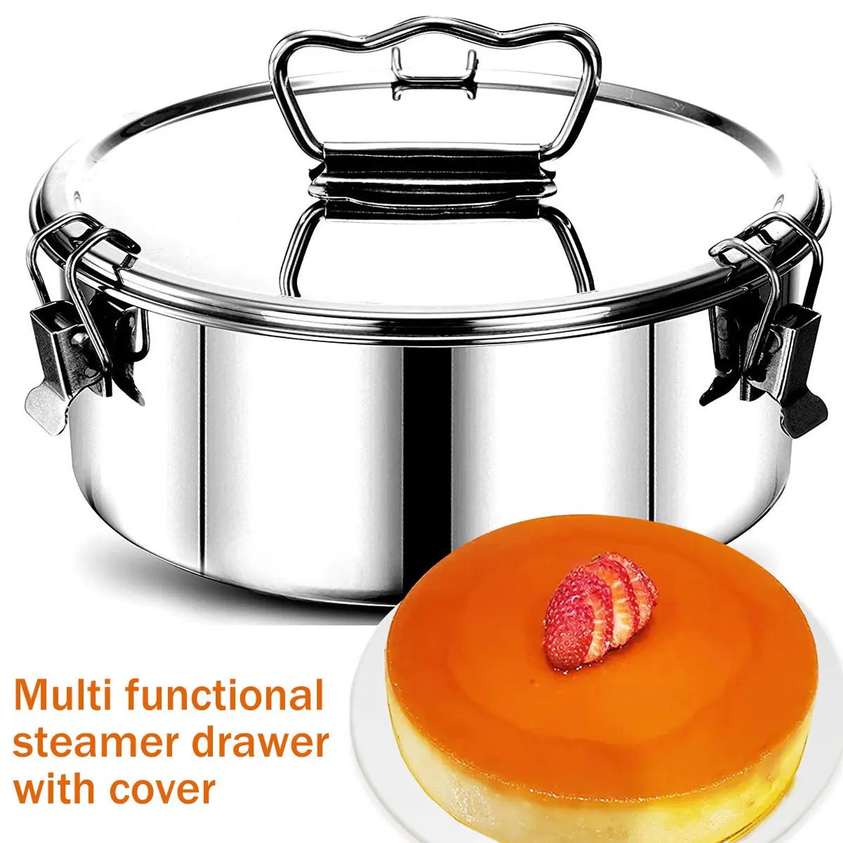Molde de flan de acero inoxidable para hornear pasteles, molde de sartén de flan, sartenes de tarta de queso de 1,5 cuartos, molde de flan Flanera, herramientas portátiles para hornear pasteles de cocina
