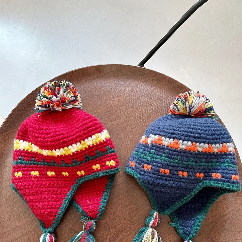 MILANCEL, gorros de punto Retro de invierno para niños, gorro cálido para niñas, gorros coloridos con protección para los oídos, gorros de Lei Feng para niños