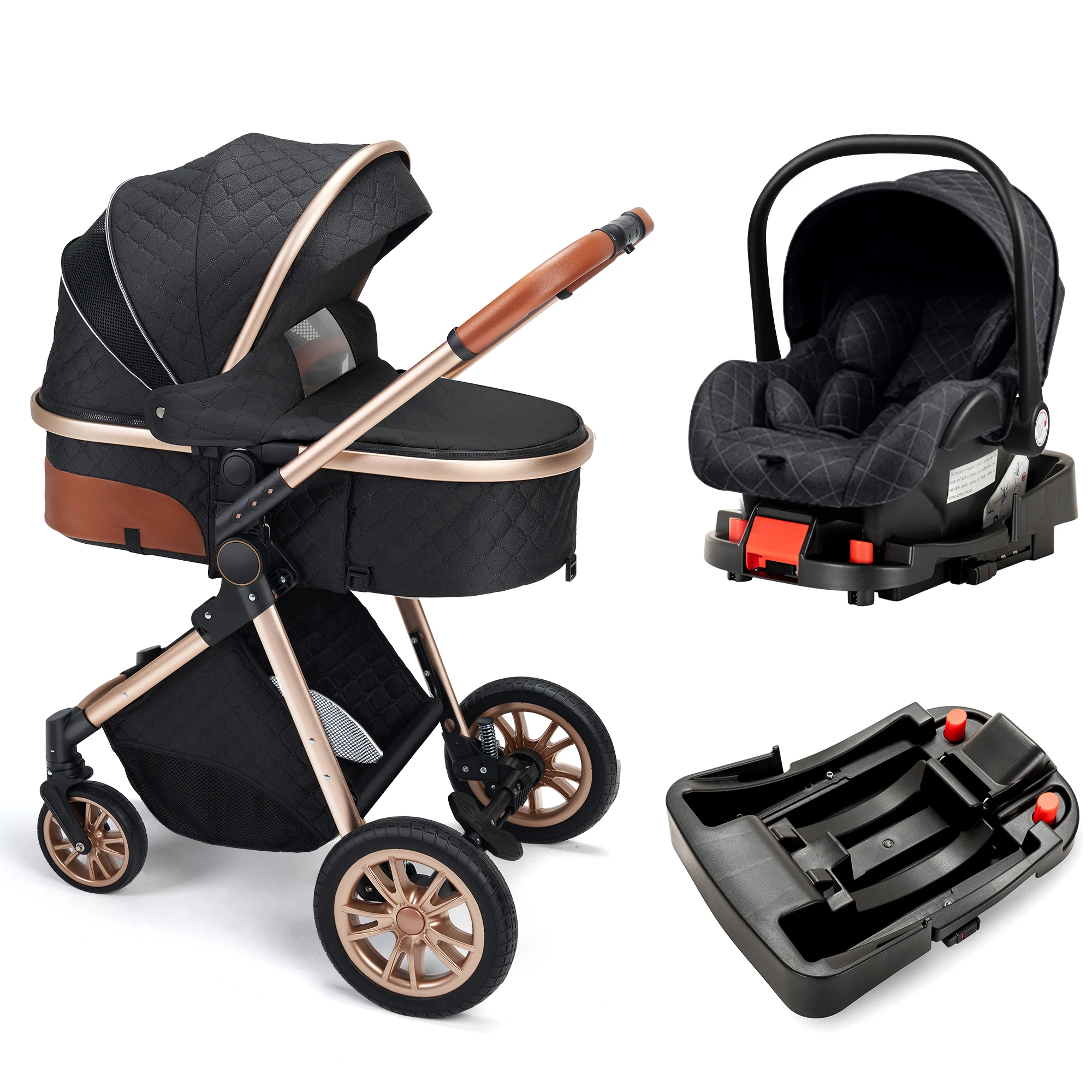 Cochecito de bebé 3 en 1 de lujo con asiento Reversible, cochecito plegable para niños de 0 a 36 meses