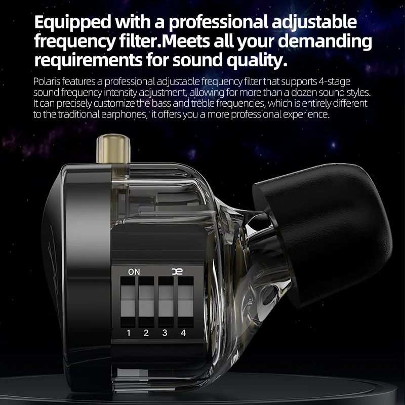 Auriculares CCA Polaris IEM, auriculares dinámicos con doble controlador, auriculares con cable, 4 interruptores de sintonización, auriculares estéreo HiFi con graves con Cable desmontable