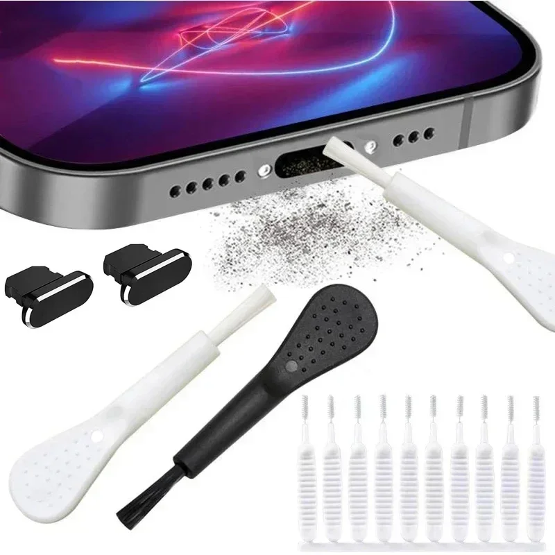 Puerto de carga para teléfono móvil, tapón antipolvo con cepillo de limpieza para IPhone 15, 14, 13, 16Pro Max Plus, Samsung, Xiaomi, IOS, juego de limpieza tipo C
