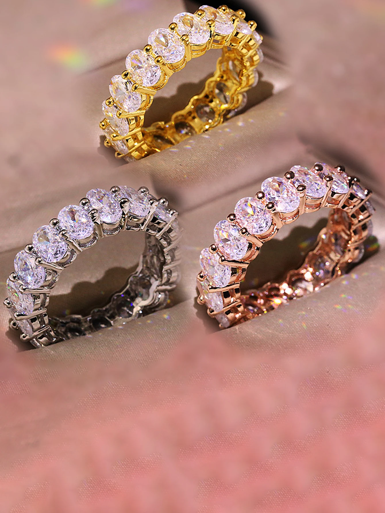 Anillo de moda ovalado de circón Original de Plata de Ley 925 para mujer, regalo de compromiso, boda, joyería fina de lujo de alta calidad