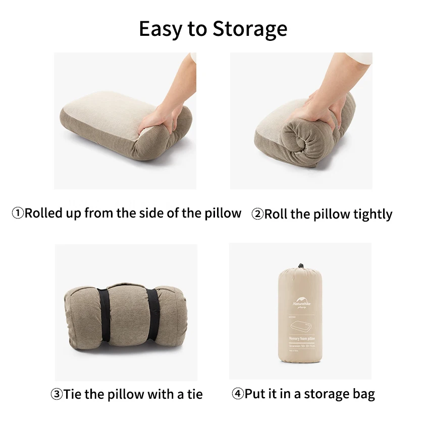 Naturehike-almohada plegable ultraligera para acampar, cojín de espuma viscoelástica para dormir, almacenamiento portátil para exteriores, viaje, avión, Playa