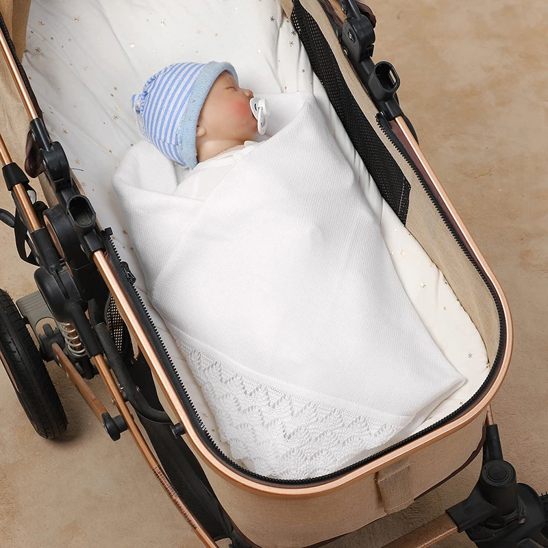 Manta infantil de algodón para bebé, edredón tejido para recién nacido, ropa de cama para niño y niña, moda calada, liso, 90x70CM, envolvente para niño pequeño, súper suave