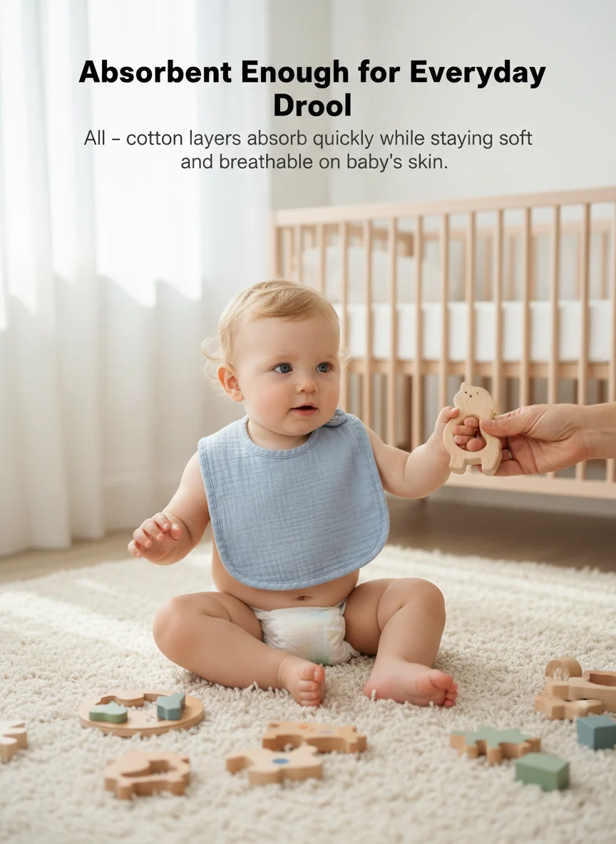 Paquete de 6 Baberos de Muselina para Bebé con Reverso de Felpa Suave con Puntos, Toalla para la Saliva con Bolsillos Absorbentes, para Niños y Niñas