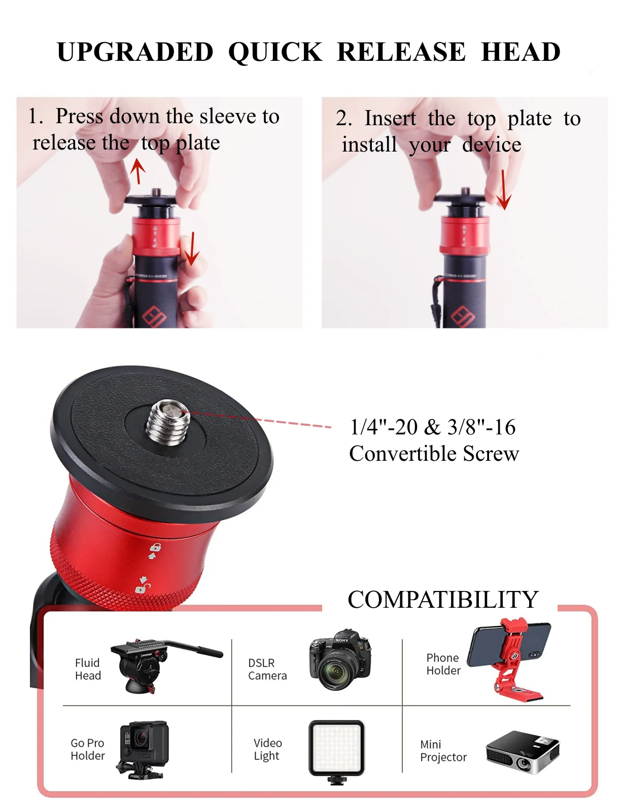 IMEAGE Cobra 3-monopié para cámara con bloqueo de Pedal, monopié de viaje de fibra de carbono de 71 ", liberación rápida, carga útil de 8KG