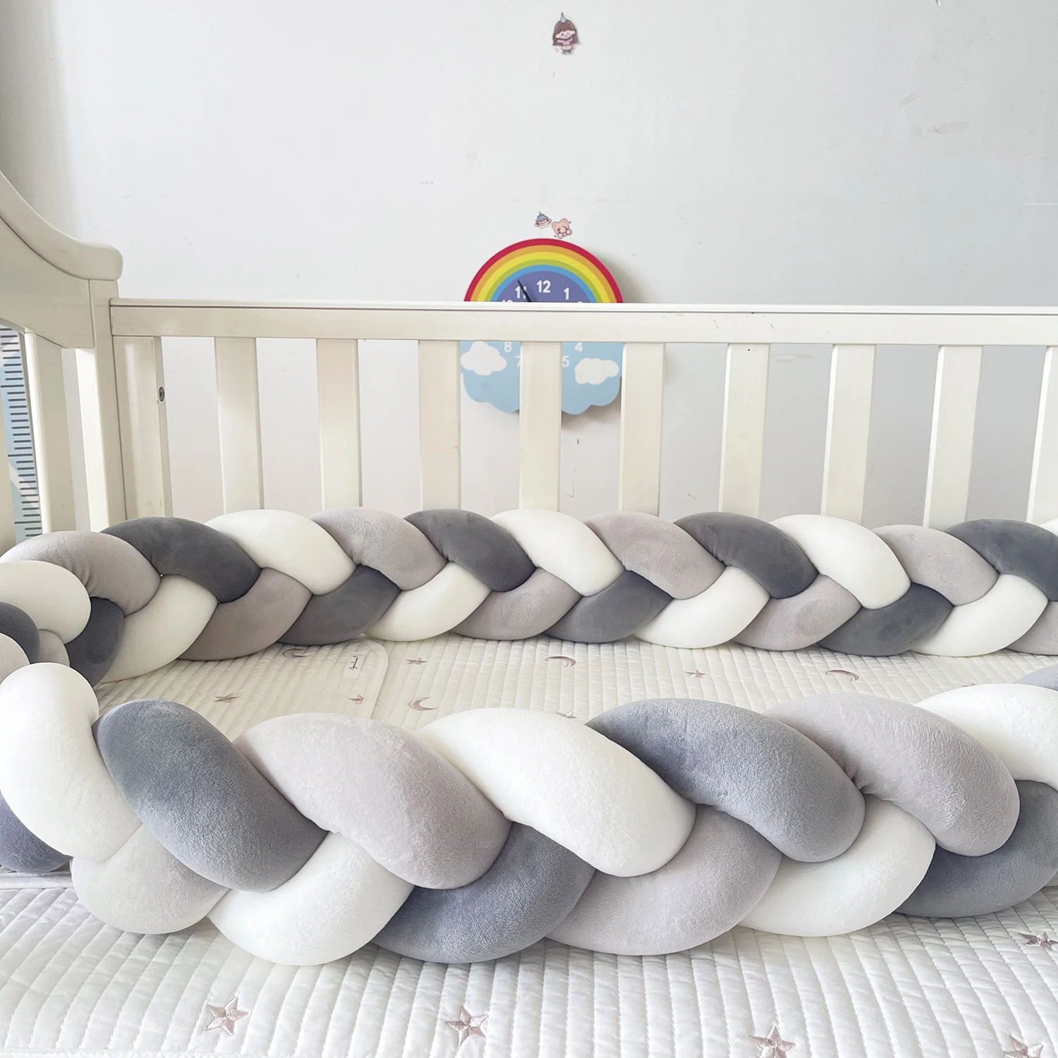 Parachoques para cama de bebé, cuna anticolisión, protección para recién nacido, almohada trenzada con nudo, Protector de cuna, juego de cama de 1M/2M3M/4M