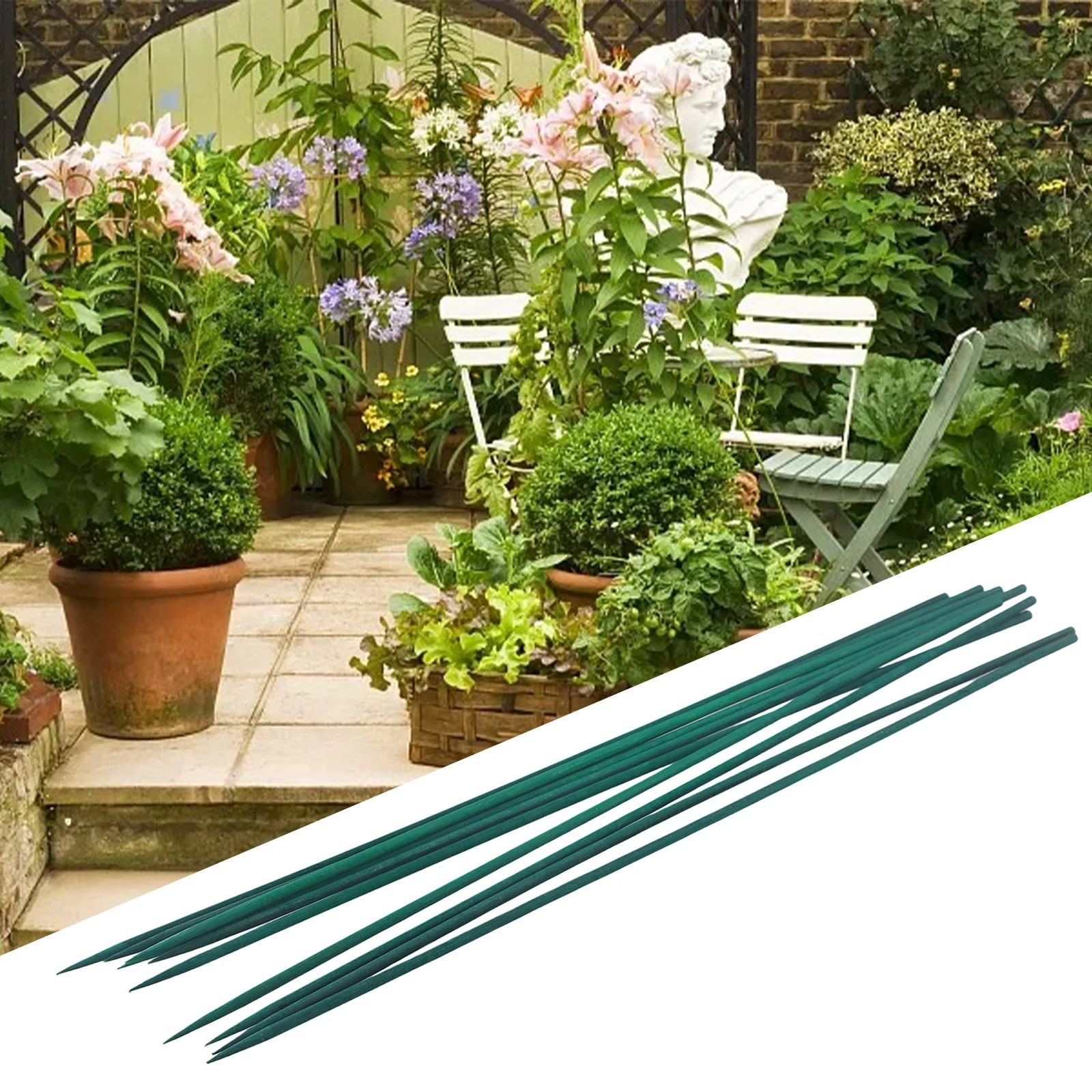 40cm Green Plant Support Sticks Canes para jardín de flores