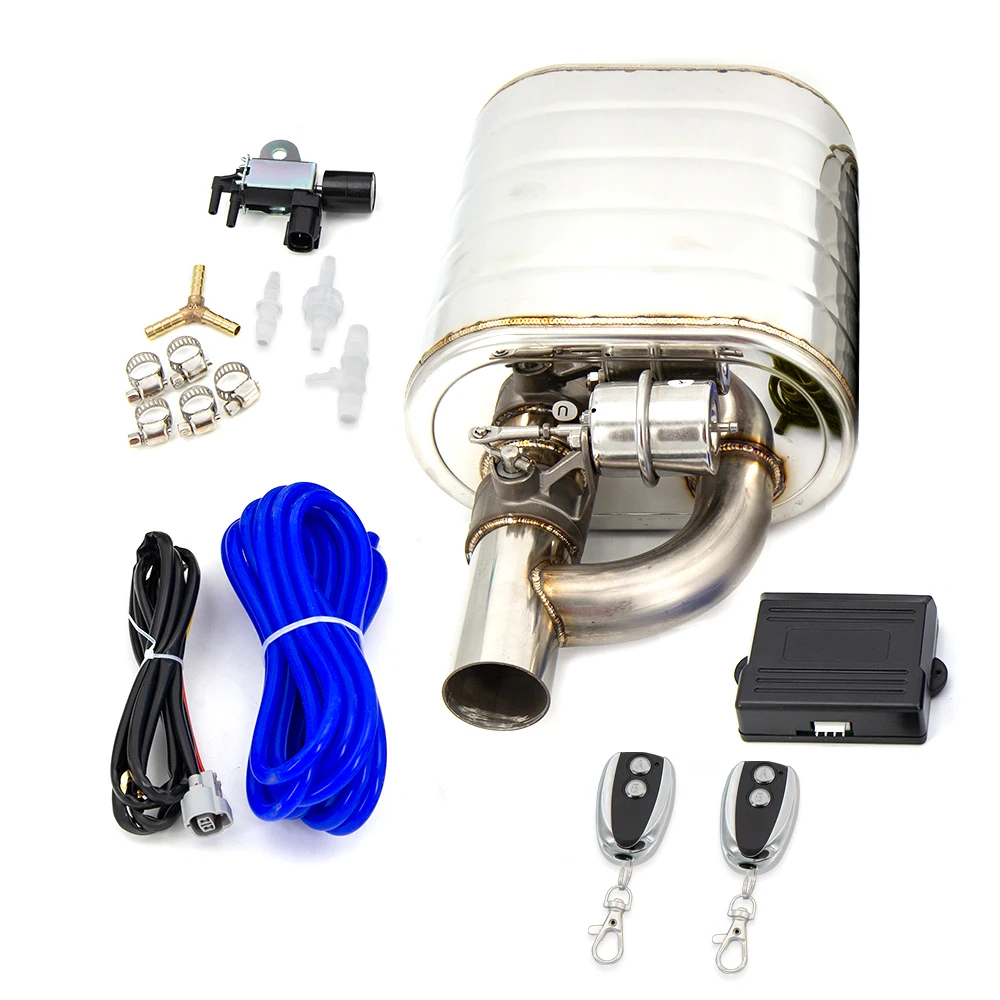 Silenciador de escape de 51mm, 63mm, 76mm con válvula de descarga, corte de escape eléctrico de acero inoxidable, juego de Control remoto Universal