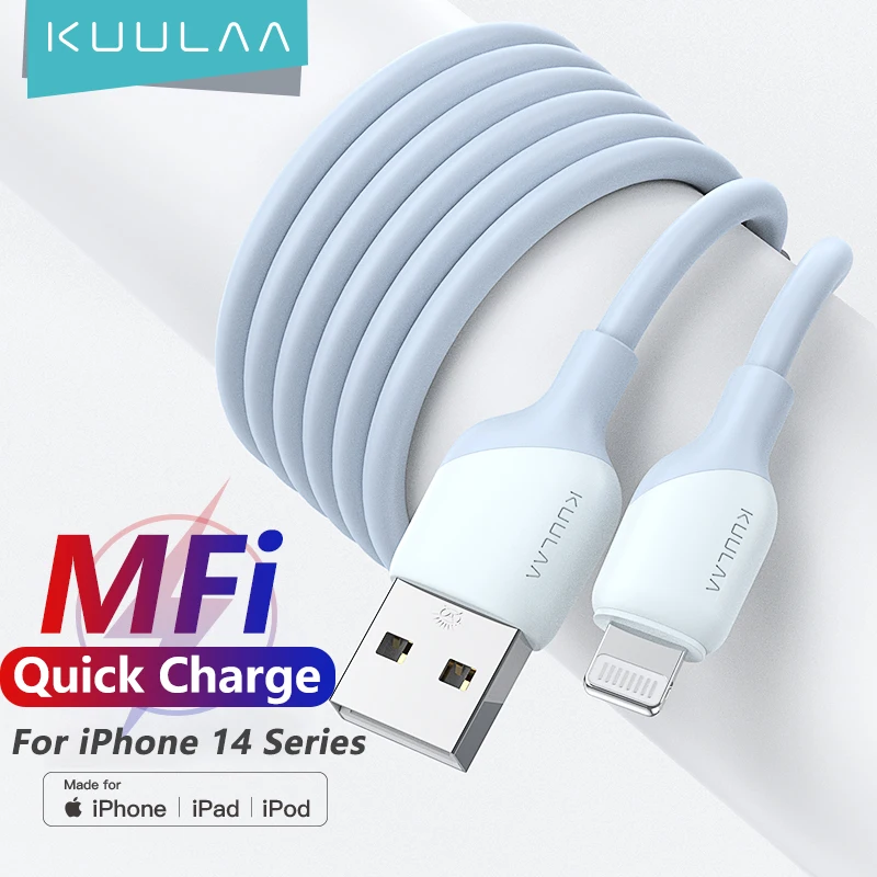 KUULAA Cable USB MFi para iPhone 14 13 12 11 Pro Max X XS XR 8 7 6 Plus cargador iPhone Cable USB de carga rápida para Cable Lightning