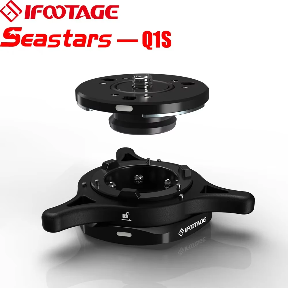IMEAGE-Placa de liberación rápida Seastar Q1S, montaje de trípode de conexión rápida para cámara mejorada, Compatible con cabezal de bola, trípode, monopié