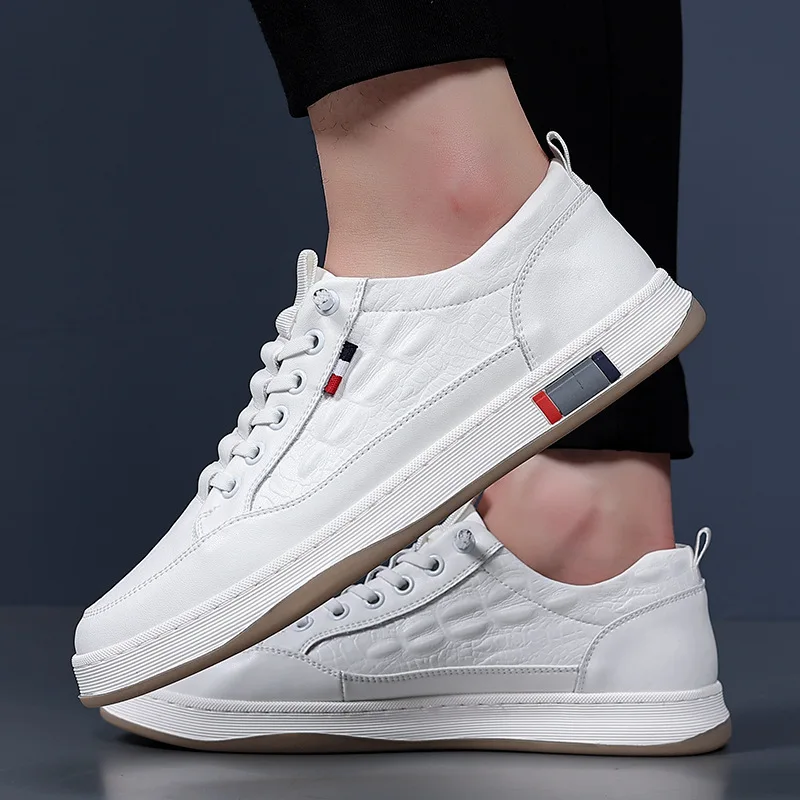 Zapatillas de deporte informales de cuero genuino para hombre, zapatos vulcanizados para senderismo, escalada, caza, exteriores, otoño e invierno, novedad