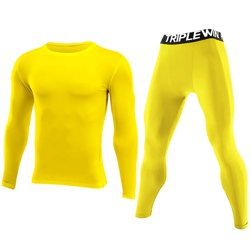 Chándales de manga larga para hombre, camiseta deportiva para gimnasio + Leggings, conjunto deportivo para correr, Yoga, esquí, baloncesto, fútbol, traje 96
