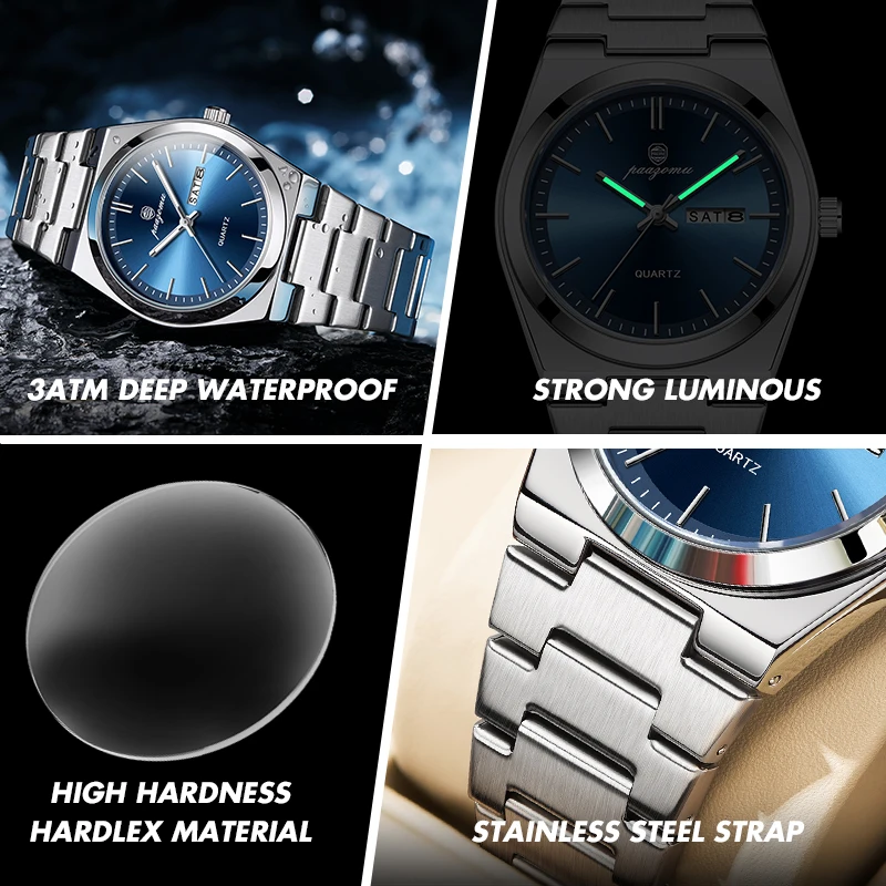 Reloj de cuarzo ultrafino PAAZOMU para hombre y mujer, estilo minimalista, resistente al agua, luminoso, correa cómoda, regalo diario para la oficina