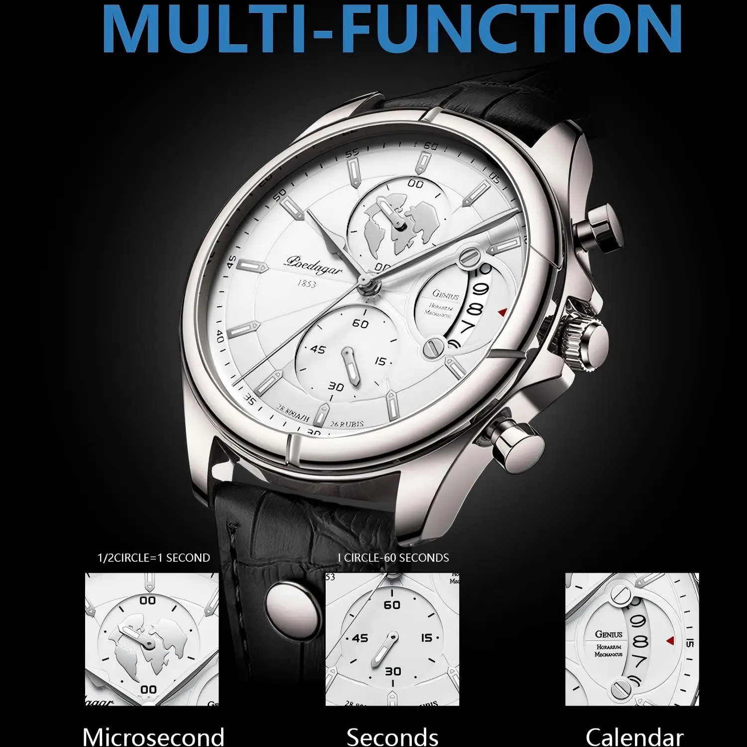 Reloj de pulsera POEDAGAR de lujo para hombre, cronógrafo con fecha, Reloj de cuero resistente al agua para hombre, relojes de cuarzo informales para hombre, Reloj deportivo para hombre