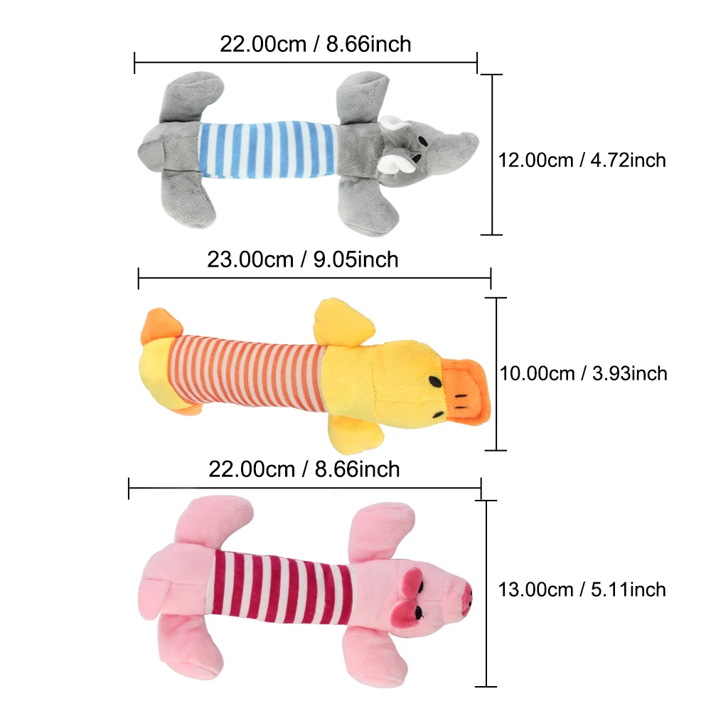 Apto para todos los mascotas, juguetes de lana para perros y gatos, muñecas populares con sonido para masticar, elefante, pato, cerdo, mascota, divertidos juguetes de peluche