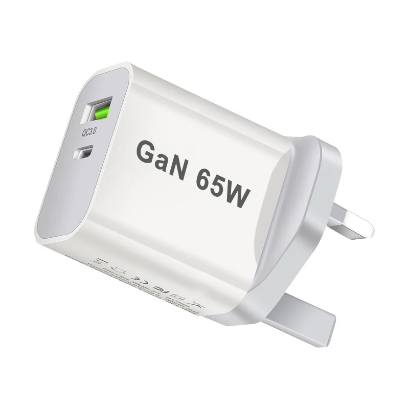 Cargador USB tipo C, adaptador de corriente con 2 puertos, 65W, PD 3,0 GaN, Compatible con iPhone 13, USB, ru/AU/EU/US