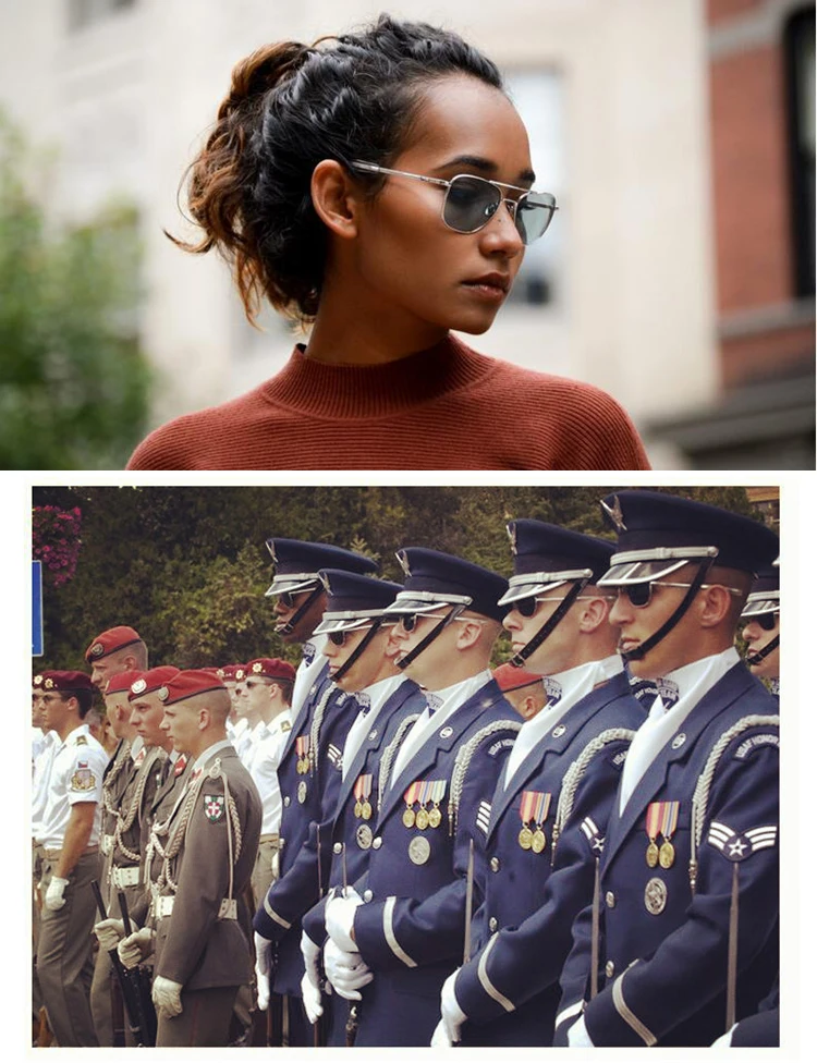 Gafas de sol RE para hombre y mujer, lentes de sol de piloto de aviación militar del ejército americano, marca de lujo, marco de titanio de Metal Vintage