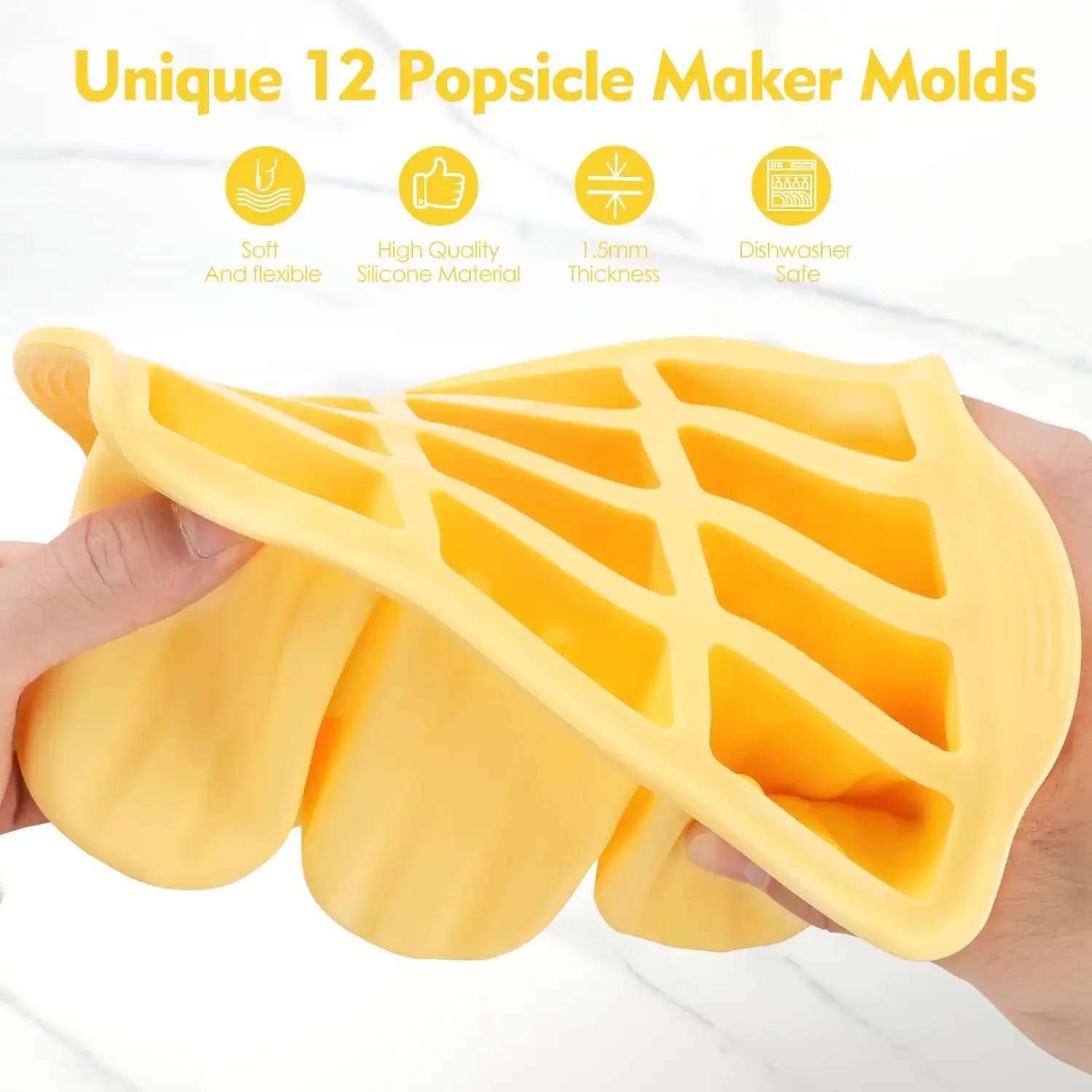 Moldes para paletas de silicona sin BPA, 12 piezas, bandejas para paletas para congelador, moldes para paletas de helado caseros