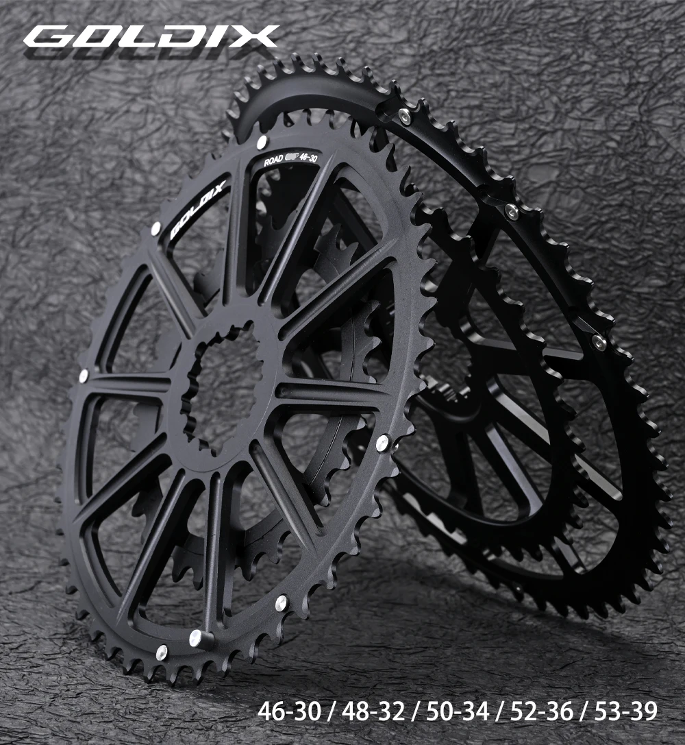 Plato de bicicleta de carretera GOLDIX 50-34T 52-36T 53-39T 10 11 rueda de cadena doble de 12 velocidades para bielas SR de montaje directo de 3 pernos