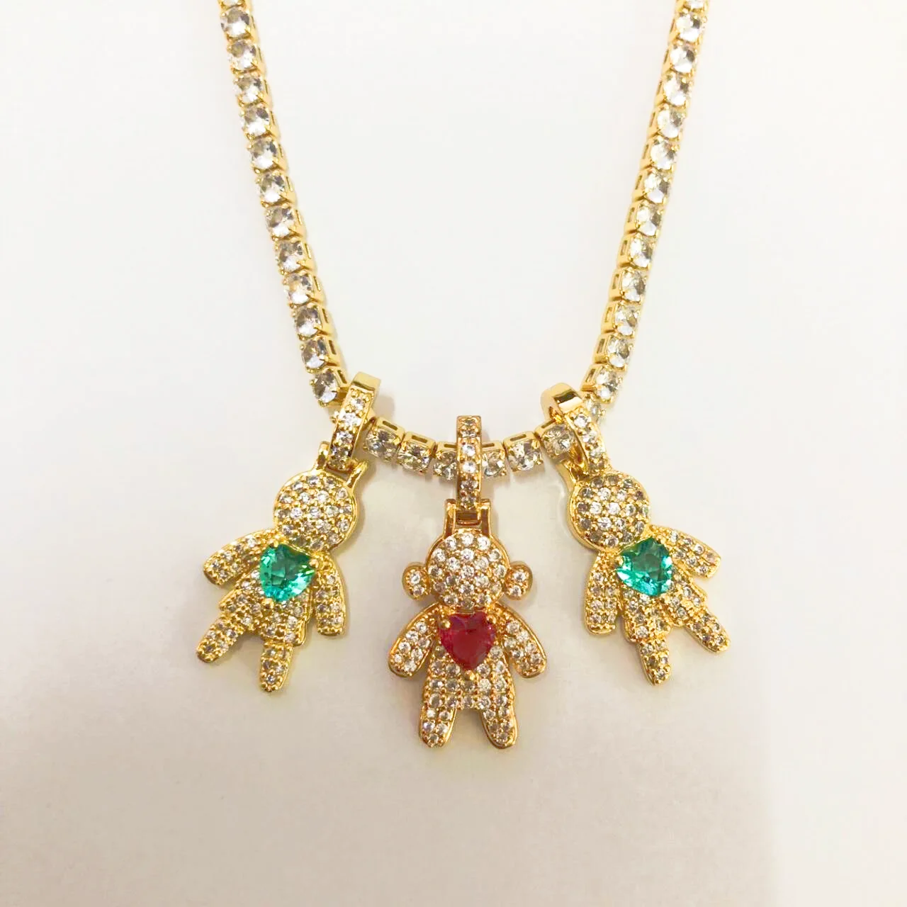 Collar de cadena tipo tenis con colgante de corazón de cristal CZ pavé, joyería hip hop para hombre y mujer, regalos de San Valentín, de Nidin Fashion.