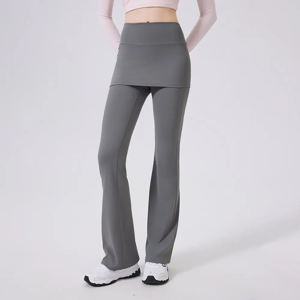 Pantalones de Yoga de cintura alta para mujer, pantalones deportivos acampanados, falda que cubre la cadera, mallas para correr, entrenamiento de baile, pantalones de Fitness para Pilates