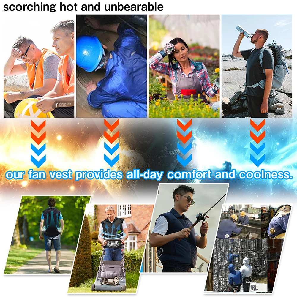 Chaleco Refrigerante 2026, Chaleco con Ventilador Incorporado, Ropa con Aire Acondicionado, Refrigeración de 13 Horas para Trabajos en Altas Temperaturas, Chaleco de Pesca, Senderismo