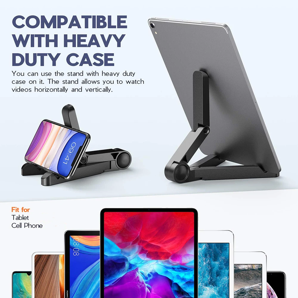 Soporte plegable portátil para iPad Compatible con tableta de 4 "-11", soporte de plástico de escritorio para teléfono Xiaomi, Samsung, Huawei, soporte para tableta