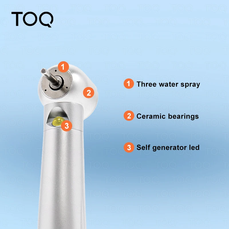 Pieza de mano LED de alta velocidad con luz, 2 orificios, 4 orificios, pulverizador de agua, rodamiento de cerámica dental, rotor de turbina