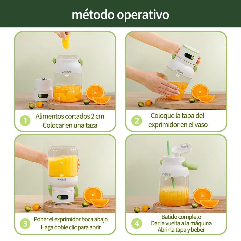Exprimidor portátil, 33 oz. Recipiente, USB-C recargable, fácil de limpiar, adecuado para exprimir frutas y verduras,