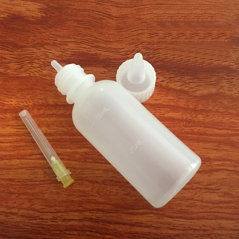 Botella de Plástico Transparente de 50 ml con Aguja, Dispensador de Resina Líquida, Alcohol, Pasta de Soldadura para Limpieza de PCB de Teléfonos, Reparación de Soldaduras