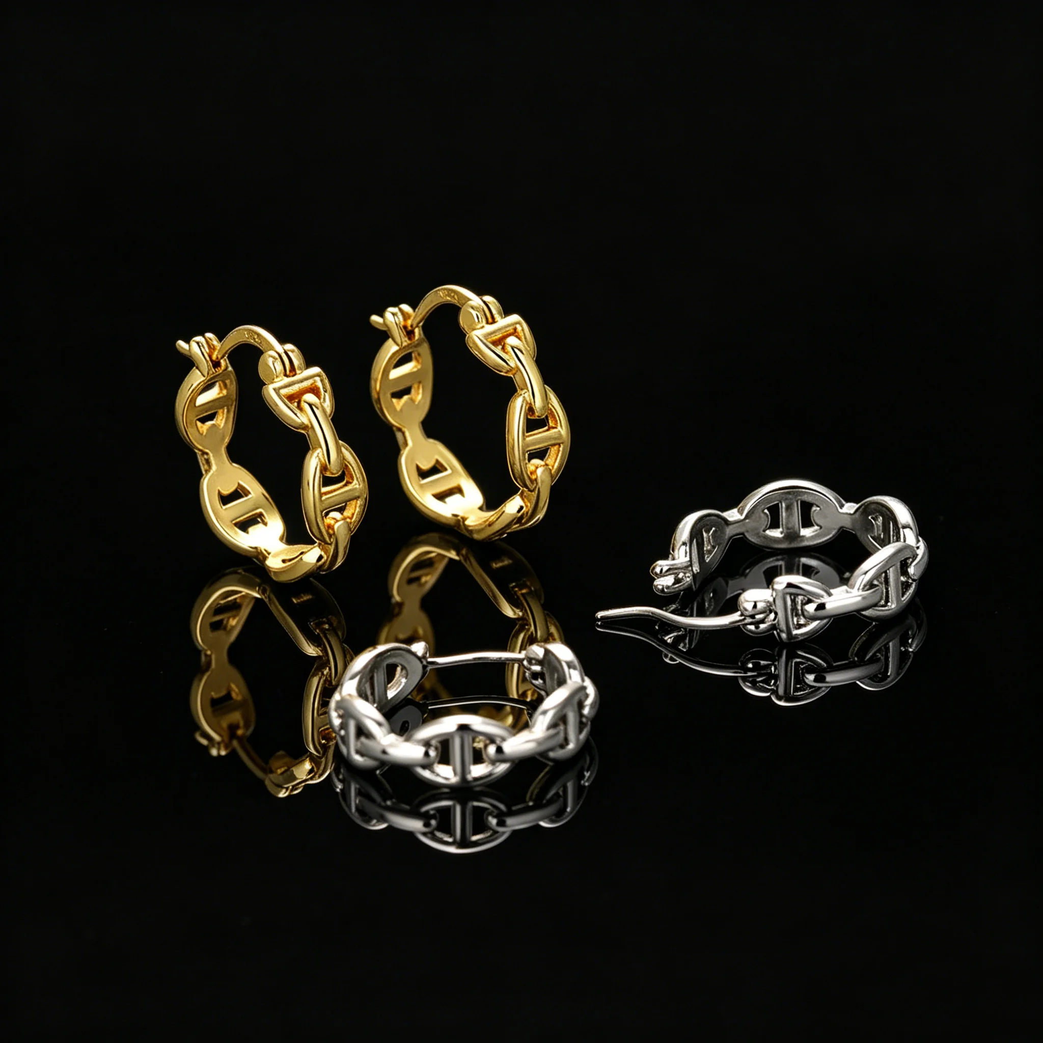 Clips de Oreja Circulares Huecos Vintage, Plata S925, Accesorios Diarios para las Orejas